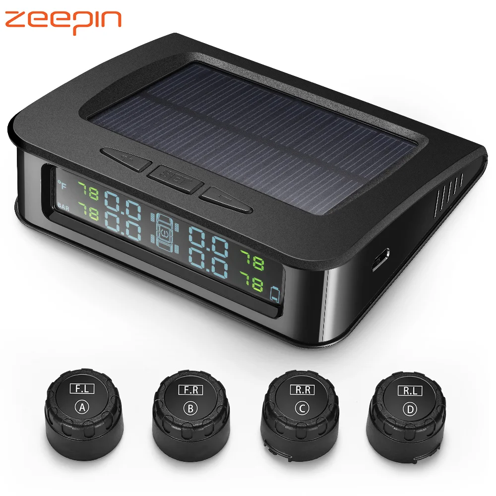 ZEEPIN C220 система контроля давления в шинах Солнечная TPMS Голосовая сигнализация