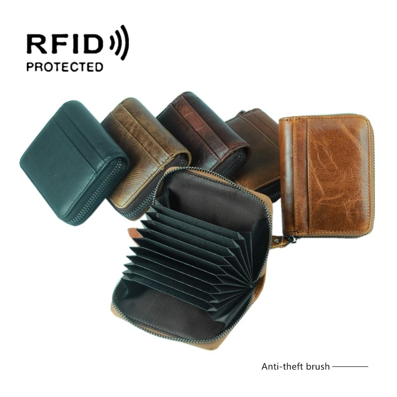 Первый слой кожаная Rfid Кредитная карта аккордеон Корейская пакет набор