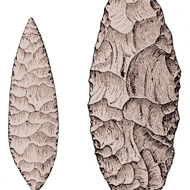 Флинт в форме листа реализует верхний палеолит плакат печать науки источник