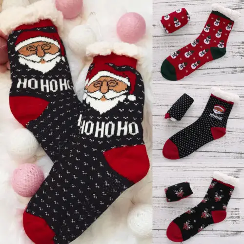 Женские зимние теплые хлопковые носки с рисунком рождественского оленя