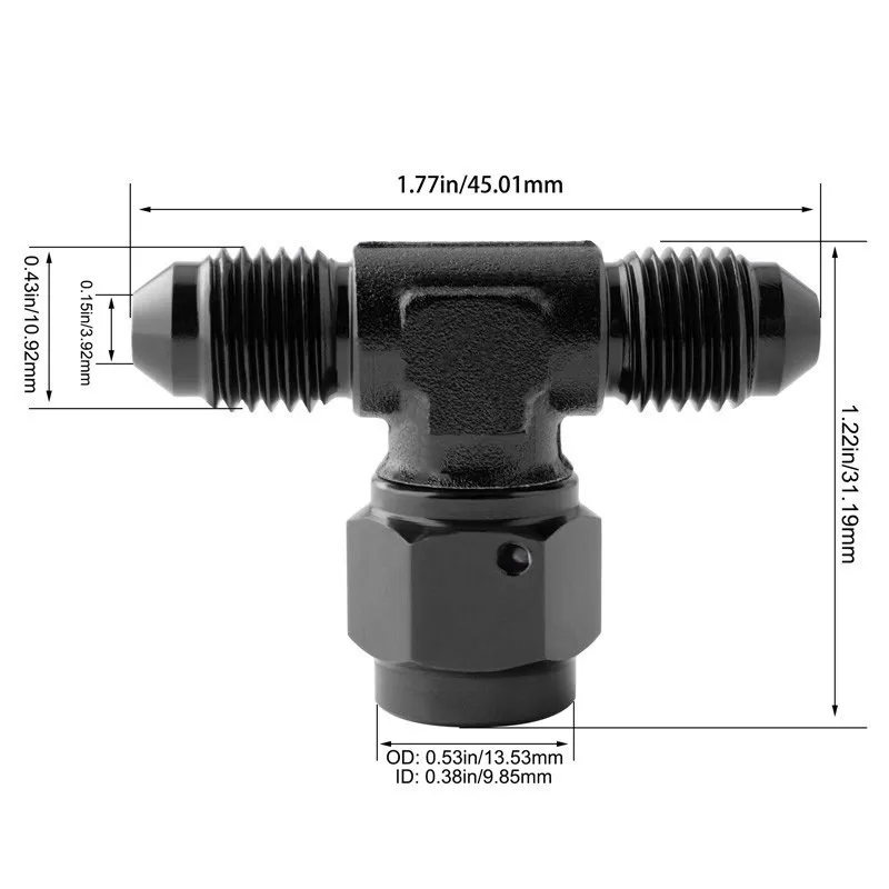 SPEEDWOW AN4 Aluminum Alloy Transform Fitting Adaptor Oil Hose End Adapter Connector Tee-female Swivel On Side Adaptors |