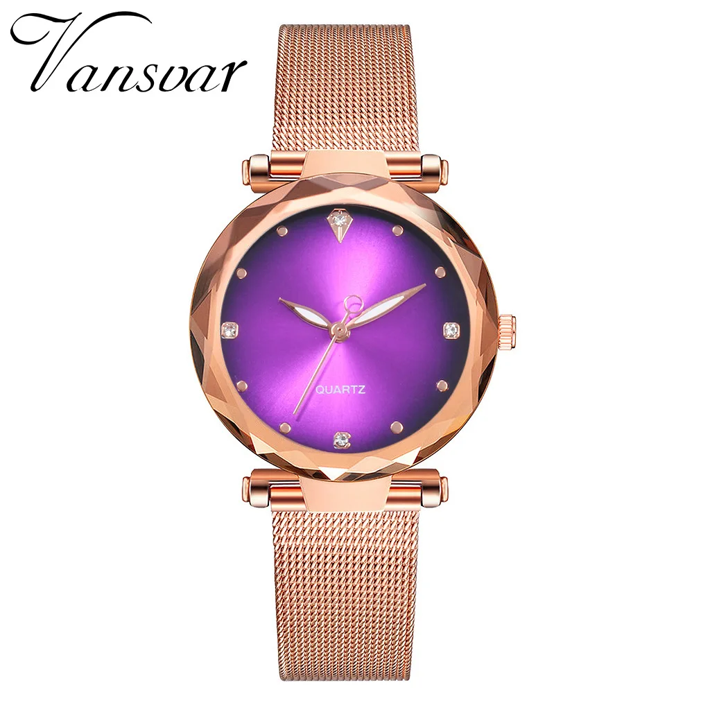 Роскошные модные женские часы Reloj Mujer из розового золота с сеткой звездное небо