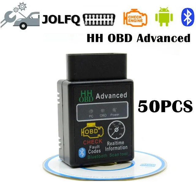 Оптовая цена! ELM327 Bluetooth HH OBD Расширенный OBDII OBD2 ELM 327 50 шт. автомобильный