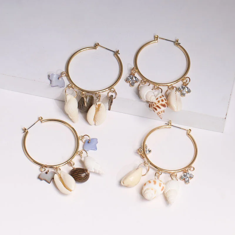 Женские серьги-подвески в виде ракушек серьги с кристаллами морской звезды