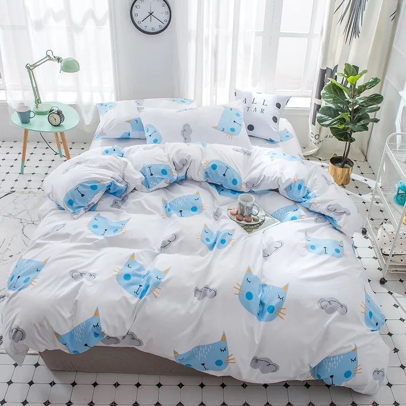

Green leaf bedding set AB side winter bed linens 3 or 4pcs/set duvet cover set European style bed set bird fresh bedclothes 47