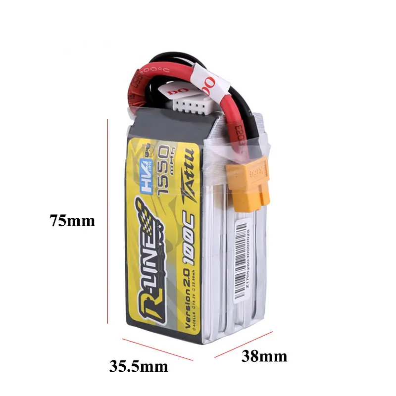 Tattu 1550 мАч 100C R line 2 0 Lipo 4S батареи 15 в HV Power XT60 Plug FPV Racing 250 Размер Дрон высокая