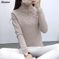2018 new winter womens head sweater female head sleeve slim turtleneck sweater blouse shirt xnxee