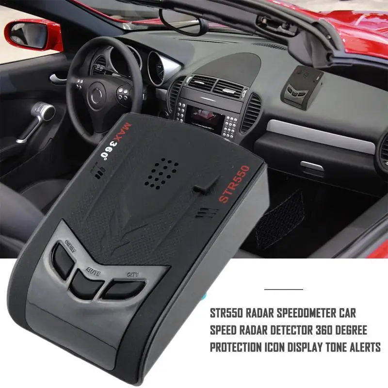 STR550 Радарный измеритель скорости автомобиля Детектор 360 градусов Защита значок
