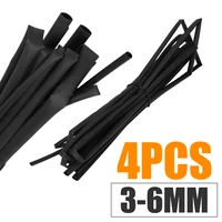 mayitr 4pcs 1m 3mm 4mm 5mm 6mm black heat shrink tubing tubes diameter sleeving wrap wire car electrical cable tube kits
