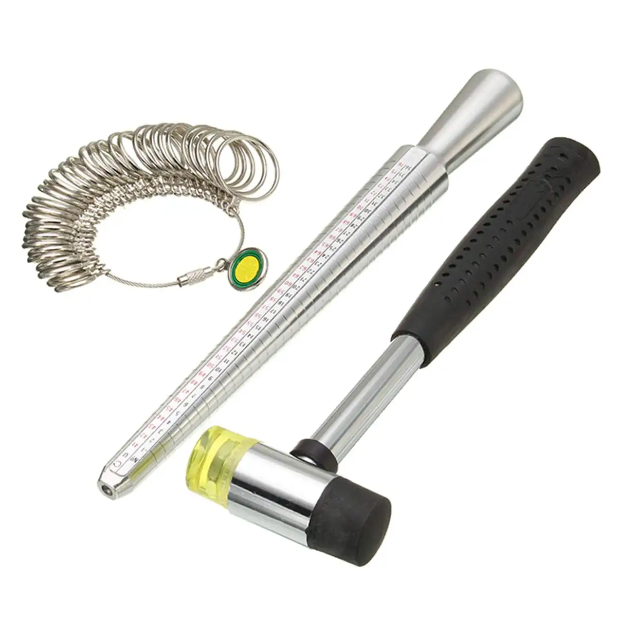 Фото 3pcs Ring Sizer Finger Gauge Stick Mandrel Set 1-33 US Size Measuring Hammer Jewelry Tool Kit Hand Инструменты 3pcs Ring Sizer Finger Gauge Stick Mandrel Set 1-33 US Size Measuring Hammer Jewelry Tool Kit Hand Инструменты