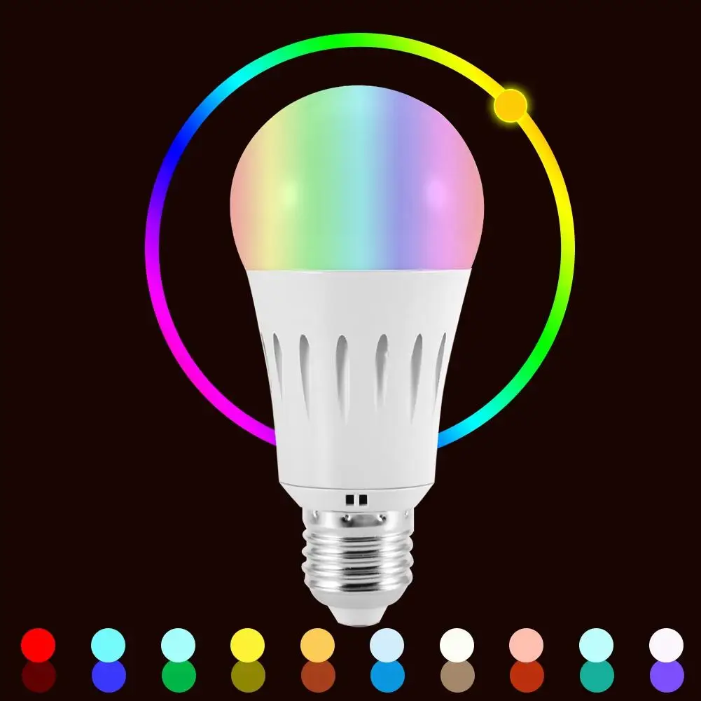 Светодиодная лампа дневного света 9 Вт E27 E14 B22 RGB + W управления смартфоном