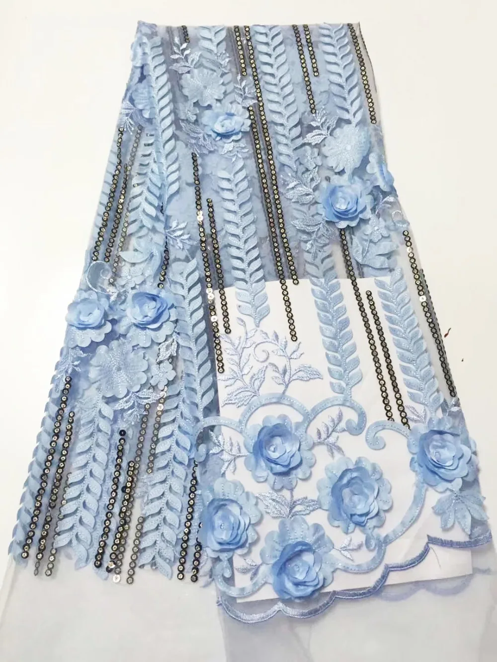 Детская розовая 3d Цветочная кружевная расшитая ткань 2019 африканская французская