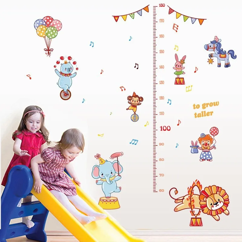 Cartoon wall stickers boy girl decal height measuring ruler nursery decoration children room removable | Дом и сад