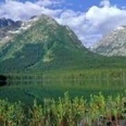 Canoe Leigh Lake Гранд Титон национальный парк WY США плакат печать (18x6)|Таблички и знаки| |