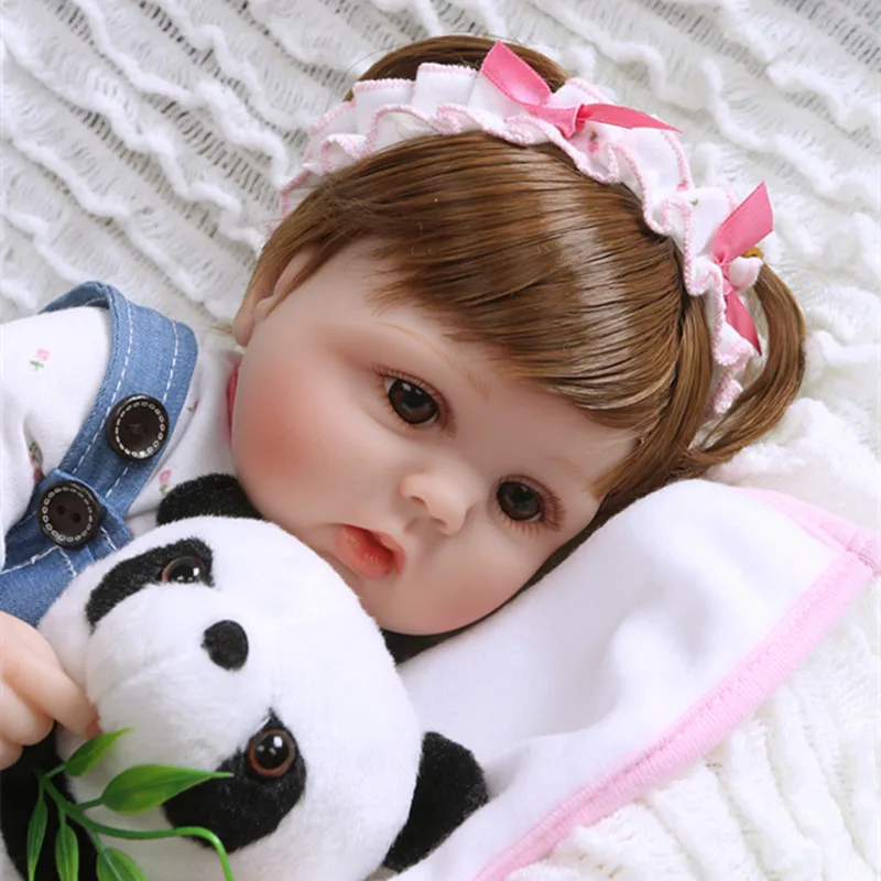NPK New 18 Inches 42cm Bebe Reborn Dolls Silicone Baby Doll with Plush Panda Kids Toys Girls Christmas Gift | Игрушки и хобби