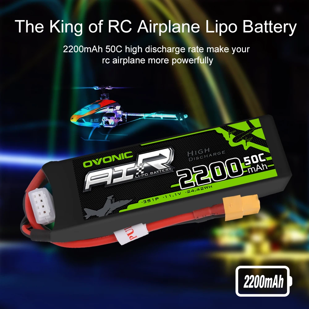 Набор аккумуляторов Ovonic 11 1 V 2200mAh 50C LiPo 3S XT60 разъем для радиоуправляемой лодки