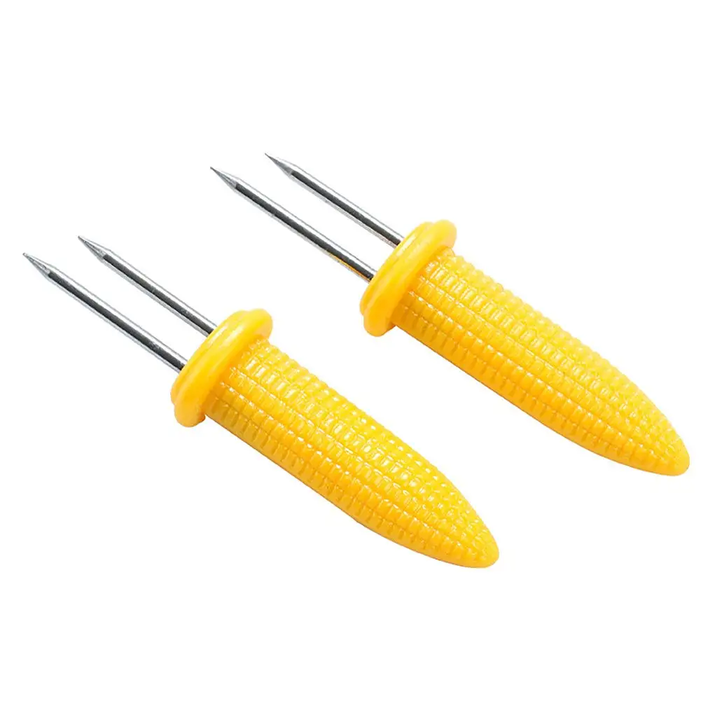 Hot Sale 20 Pieces Stainless Steel Corn Holders On The Cob Skewers For Bbq Twin Prong Sweet Holder Home Cooking Fork |