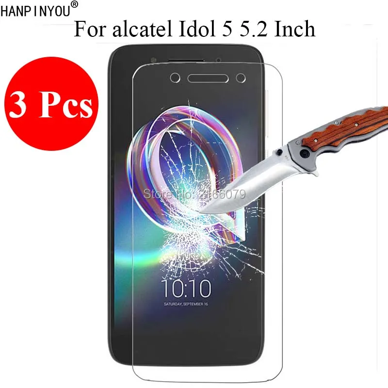 

3 Pcs/Lot 9H 2.5D Tempered Glass Screen Protector For Alcatel Idol 5 Idol5 5.2" Protective Film + Clean Tools
