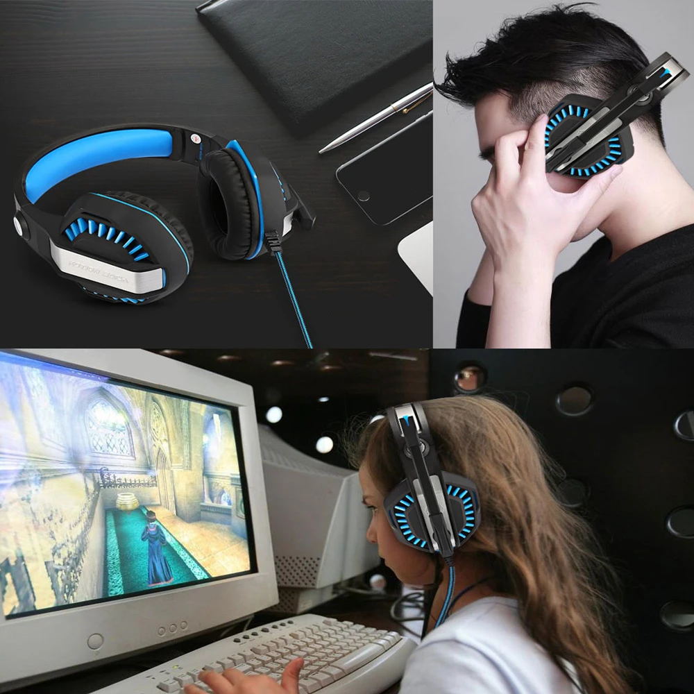 KOTION каждый G2000 игровая стереогарнитура 2 м кабель светодио дный свет Over-Ear Headphones