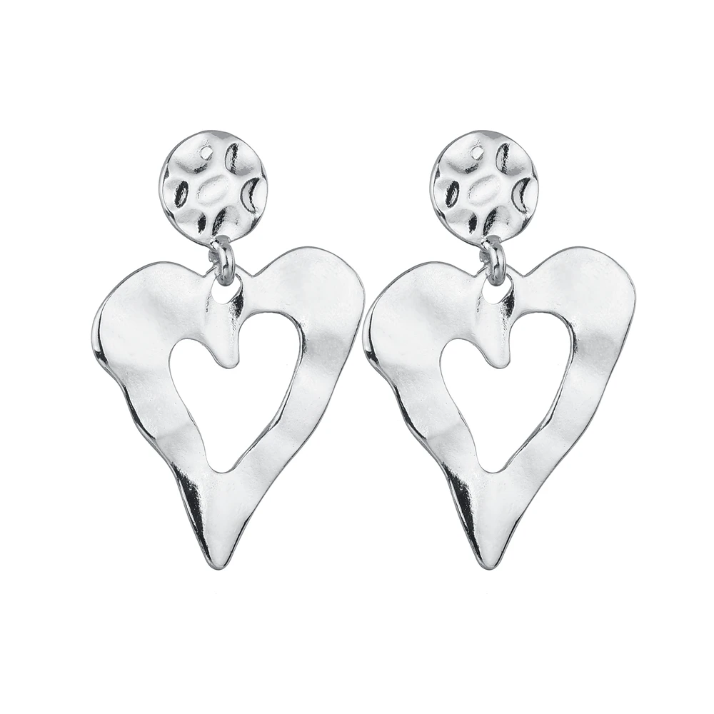 2019 New Design Women Statement Jewelry Gold Silver Color Irregular Love Heart Alloy Drop Earrings For Accessories | Украшения и