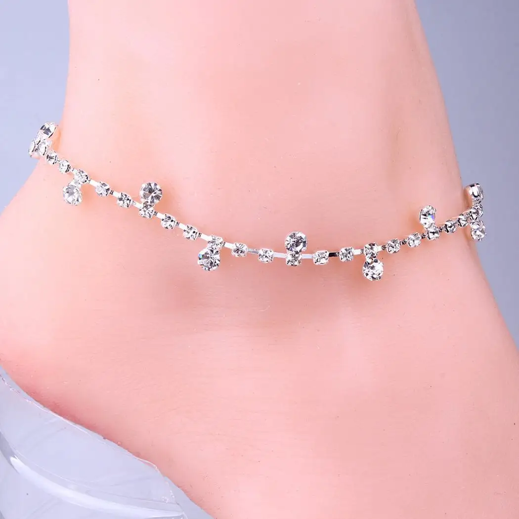 Women Casual Geometric Fashion Silver Alloy Anklet Rhinestone Wedding | Украшения и аксессуары