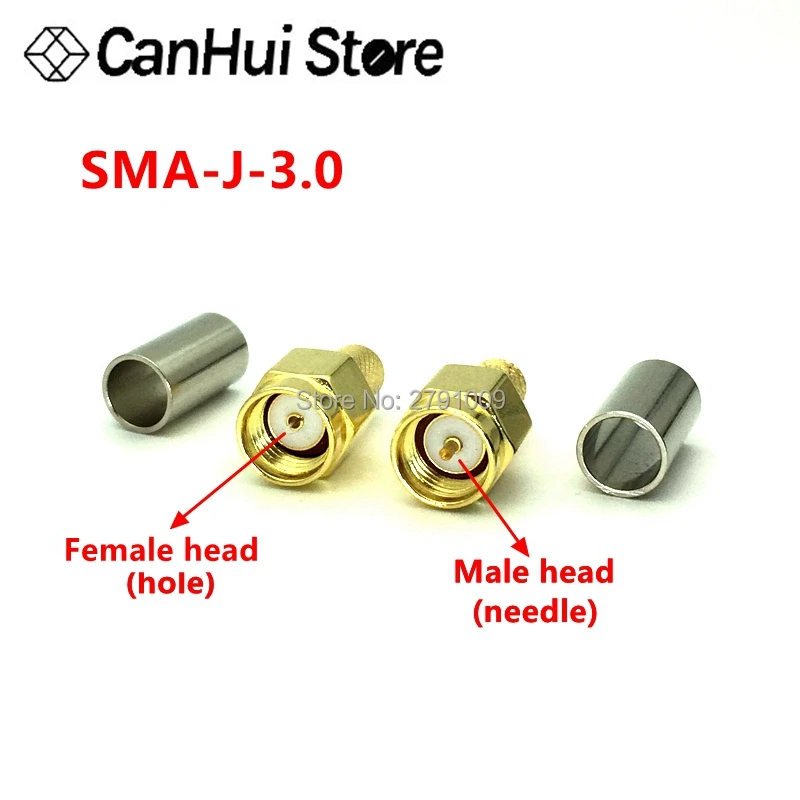 5 шт. разъем SMA папа/мама SMA-J-3.0 штекер коаксиальный RF обжимной для кабеля RG58 LMR195 RG-400