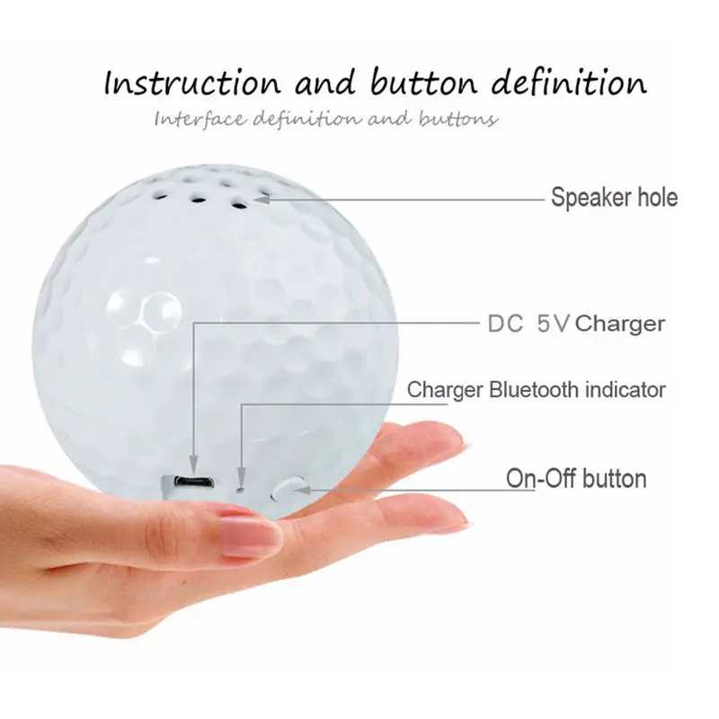 Mini Portable Bluetooth Speaker Golf Ball-Shaped Subwoofer Bass Wireless Speakers Indoor &amp Outddor Box Loudspeaker | Электроника