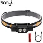 Налобный фонарь SANYI 2 * XML-L2, с аккумулятором 18650, 6 режимами, 3800LM, зарядкой через USB