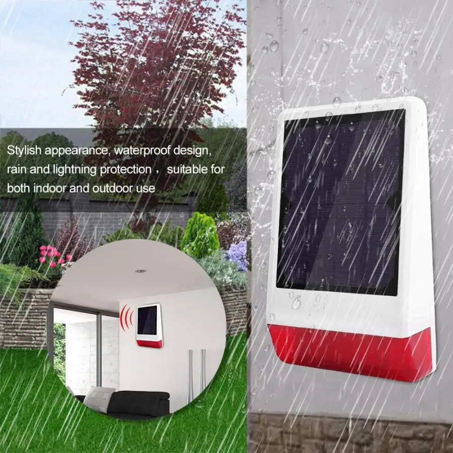 433 МГц Беспроводная Солнечная Сирена охранная сигнализация 2 двери магнит PIR 3