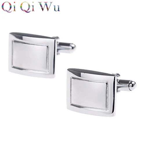 

6 Pair Factory Wholesale Price Rectangular Cufflinks Wedding Gifts for Men Guests Square Cuff Link Business Gifts Silver Buttons