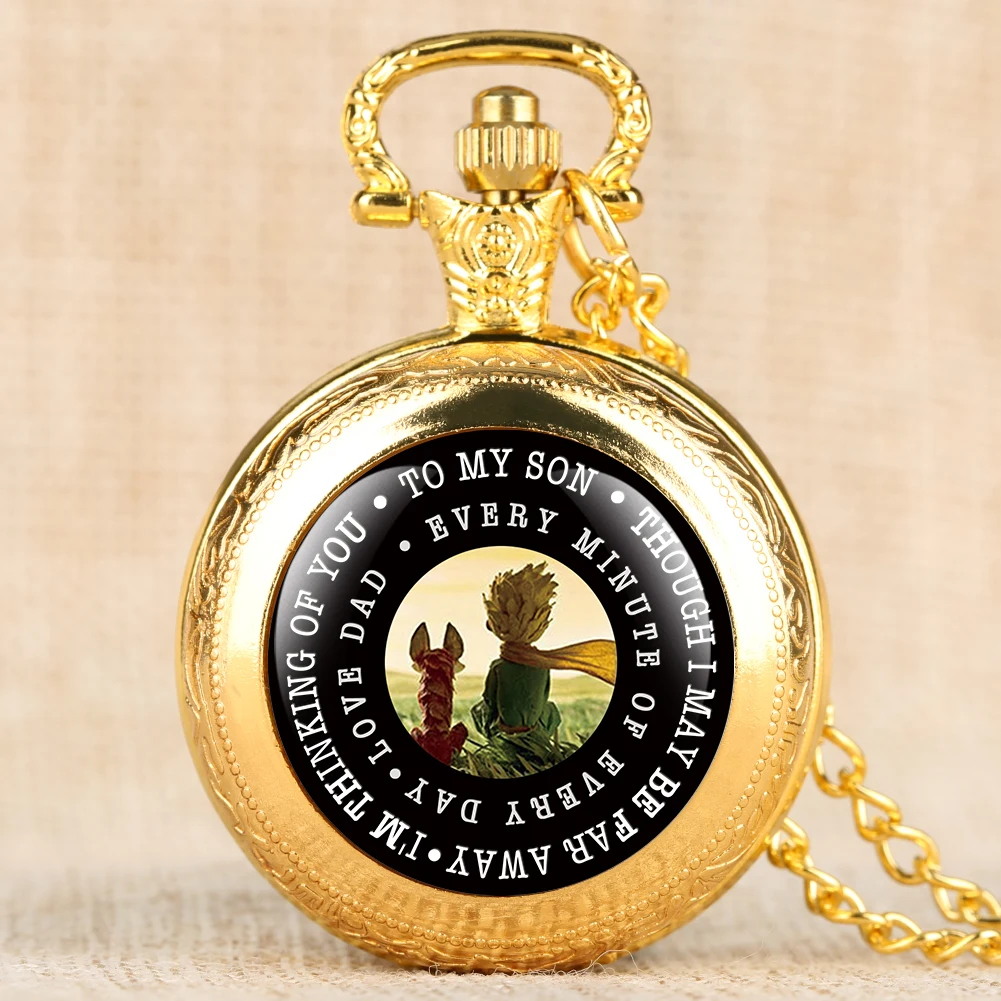 

Quartz Pocket Watch To My Son Engraved Fob Watch Precision Quartz Movement Clock Pendant Necklace Chain Girl Boy Gifts