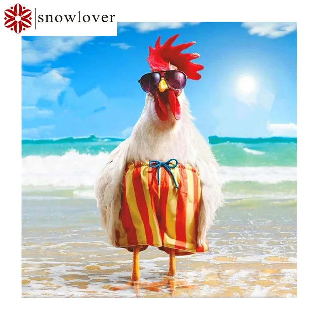 

Snowlover полностью квадратная Алмазная картина 5D DIY пляжная курица Алмазная картина крестиком Алмазная декоративная мозаичная картина
