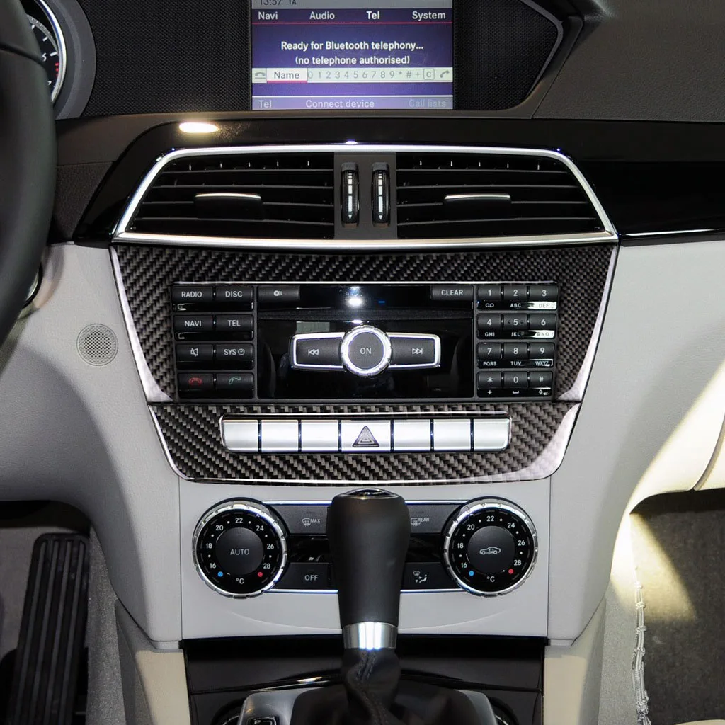 

For Mercedes Benz C Class W204 2010 2011 2012 2013 Carbon Fiber Center Console Air Condition Panel Frame Cover Sticker Trim