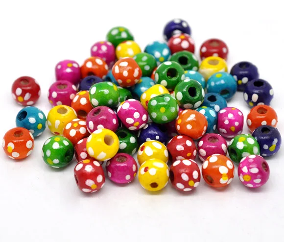 

Круглые деревянные бусины-разделители DoreenBeads 300, Микс окрашенных точек, 10x9 мм (B14228), иу