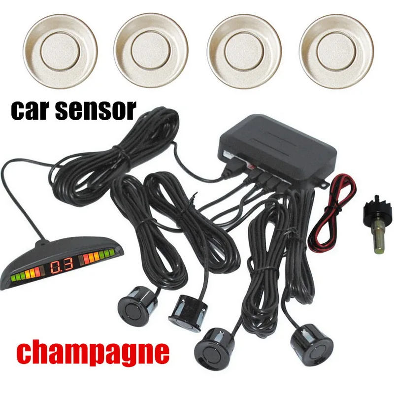 

free shipping 12V LED Car Parking Sensor Monitor Auto Reverse Backup Radar Detector System LED Display 4 Sensors 44 Colors
