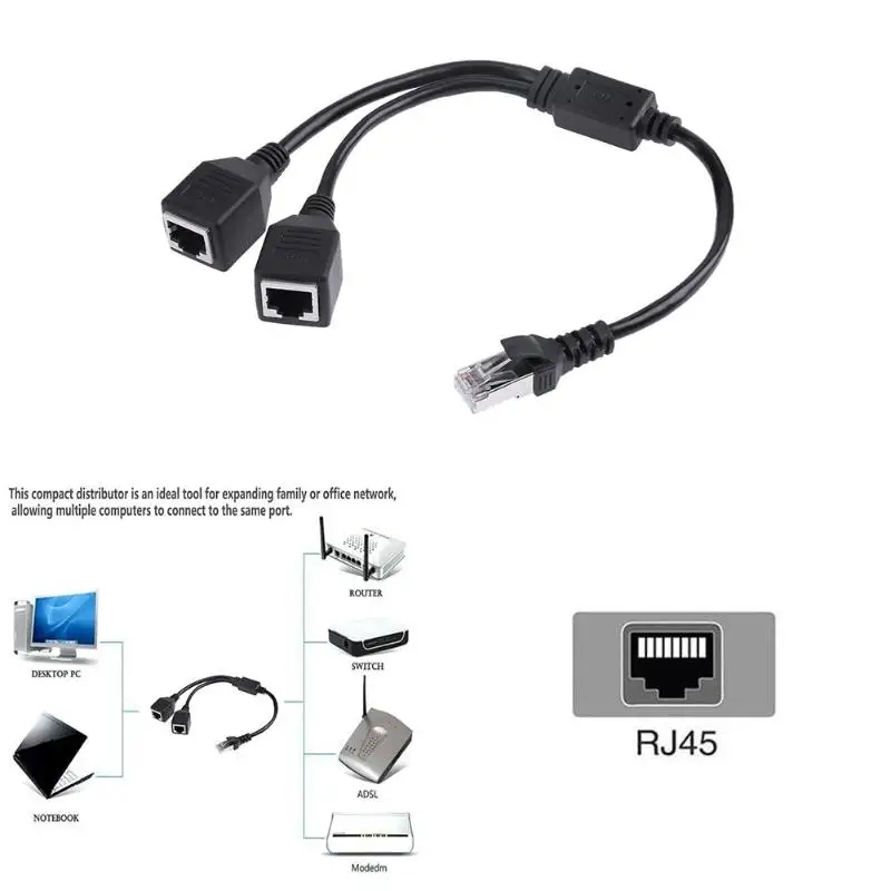 1 2 гнезда LAN Ethernet сеть RJ45 разъем сплиттер удлинитель адаптер Соединительный