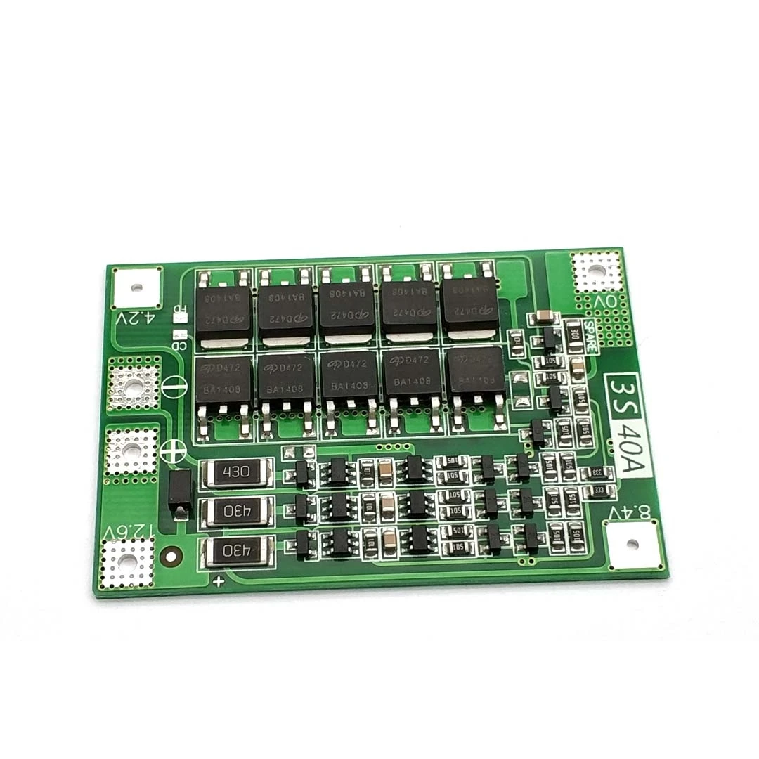 Модуль защиты PCB BMS 3S 40А защитная плата зарядника литий ионных и полимерных