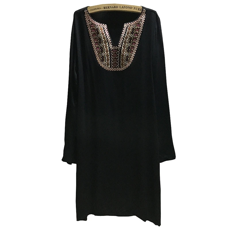 Винтаж Для женщин летнее платье с длинным рукавом Лето Boho чешские Пляжное Платье