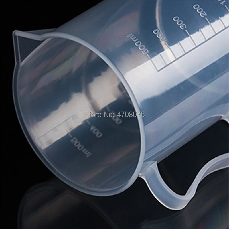 Пластиковый градуированный стакан PP с ручкой для химических экспериментов, кухни, прозрачный, пищевого класса, 500 мл, 2 вида.