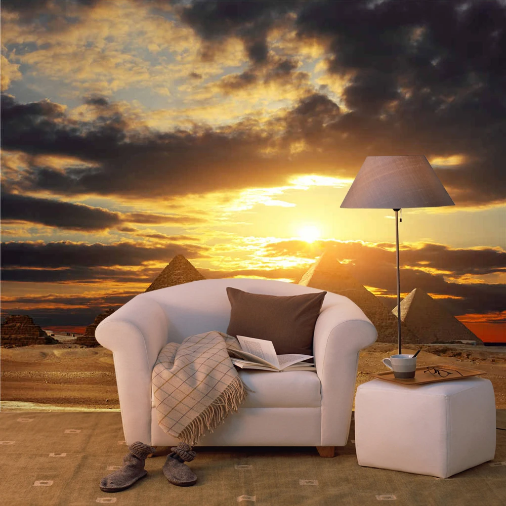Majestic Egyptian Pyramids In The Sunset Wall Mural Wallpaper Decorate Living Room Sofa TV Bedroom Backdrop Bar | Обустройство дома