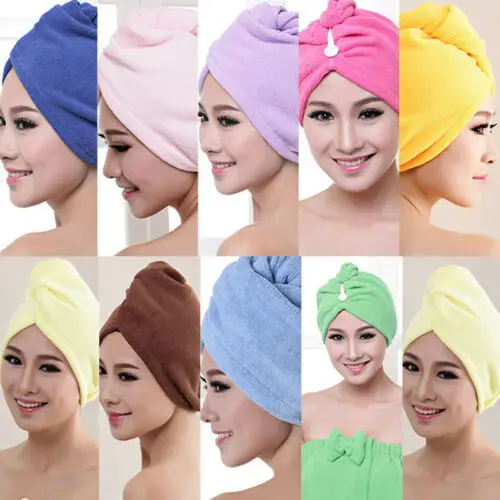 Quicky Dry Magic Microfiber Hair Quick Drying Dryer Towel Bath Wrap Hat Fast Shower Cap Turban | Дом и сад