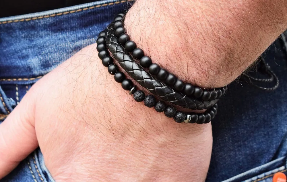 3 шт./лот очаровательный браслет Новые модные браслеты из лавы и тигрового глаза с