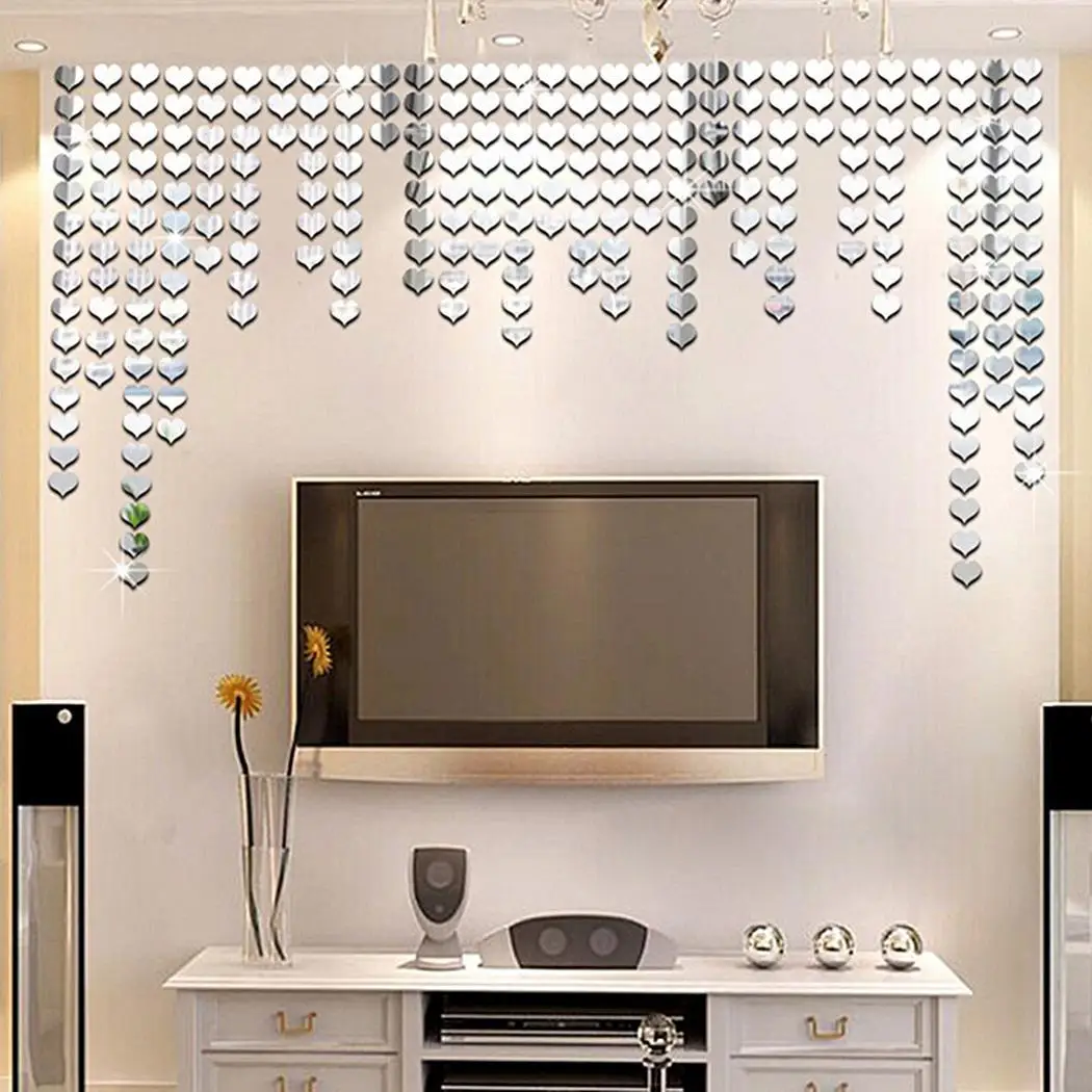 Wall Room Home Shape Decoration DIY Mirror 3D Modern Heart Stickers New Art | Дом и сад