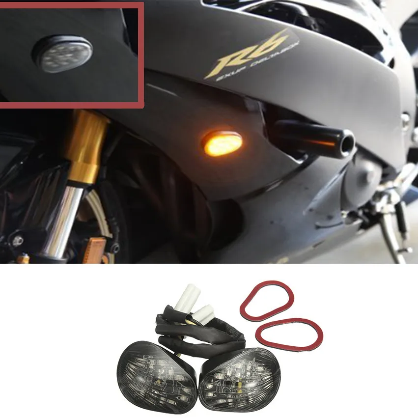 CARCHET 2 Pieces/Set Turn signal Motorcycle Lighting Accessories For Yamaha YZF R1 R6 R6S 14 LED Signal Lights |