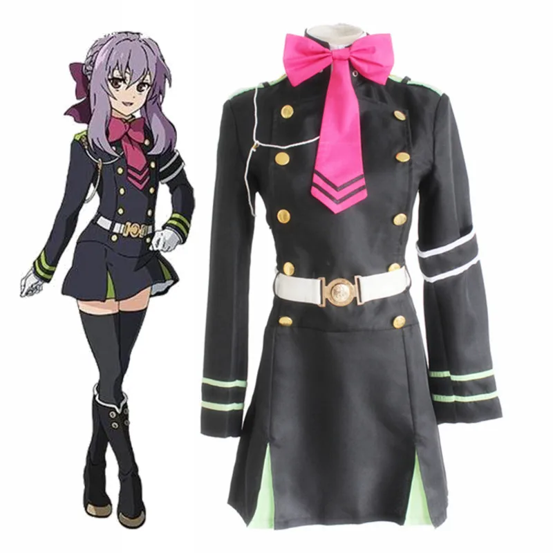 Аниме Серафим конца хиираги Shinoa Косплей костюмы Owari no Seraph Униформа с