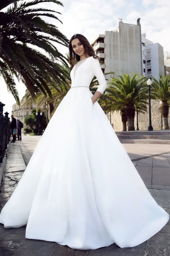 Винтажное платье Vivian's Bridal 2018 мягкое сатиновое с карманами сексуальное длинное