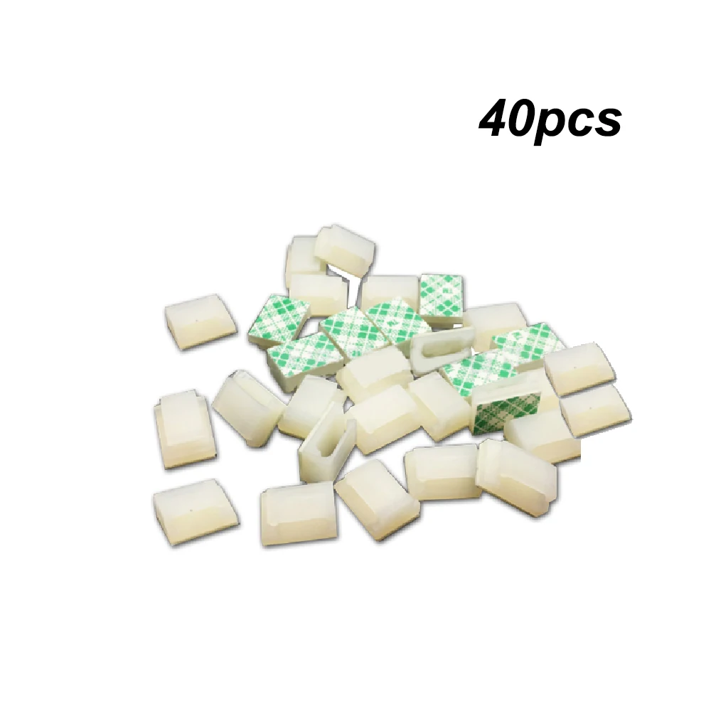

40pcs Car Data Cord Tie Cable Mount Wires Fixed Clips Self-adhesive Black Auto Accessories