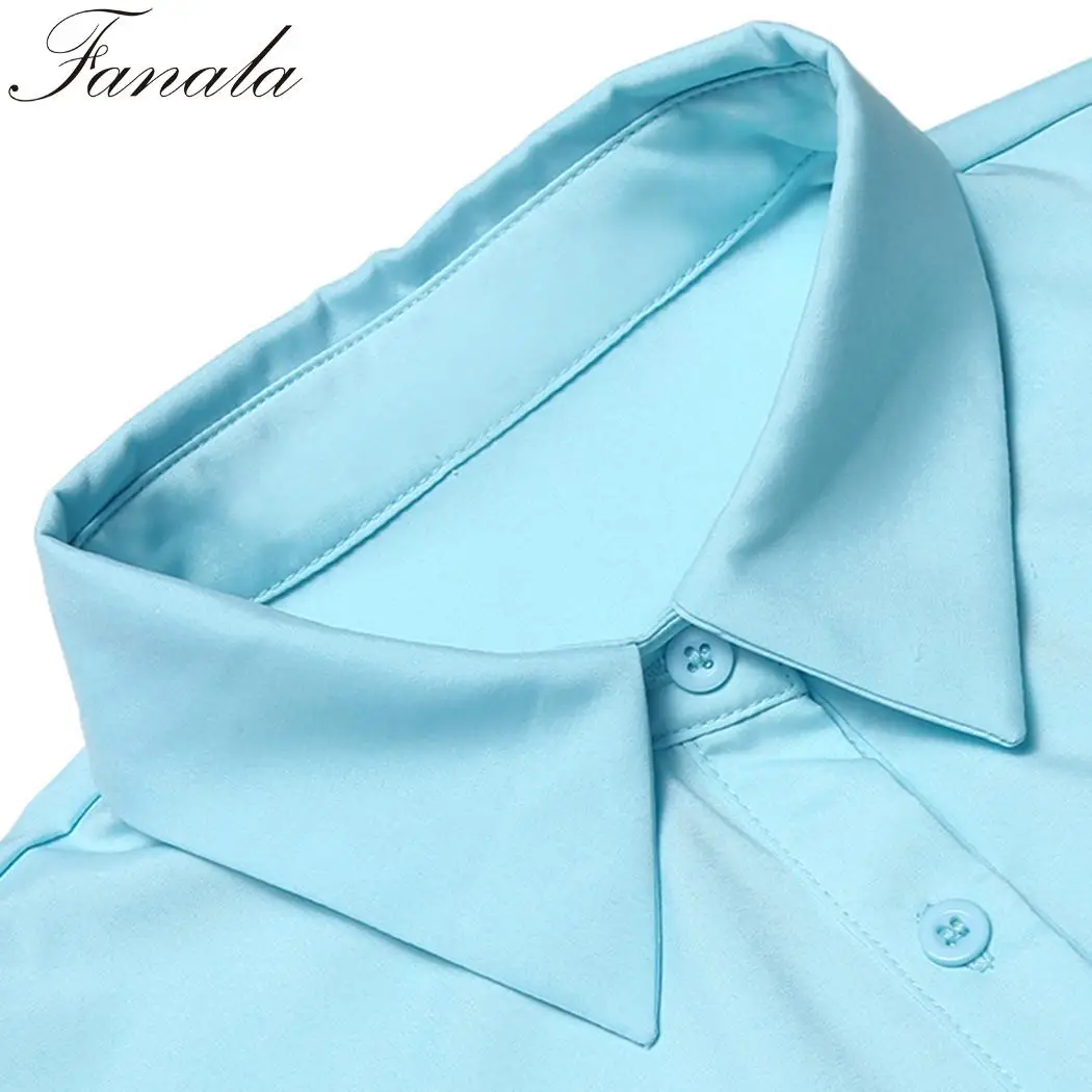 FANALA Women Chiffon Blouse Blusas Tailored Short Sleeve Button Down Solid Summer Notched Collared Office Shirt Shirts |