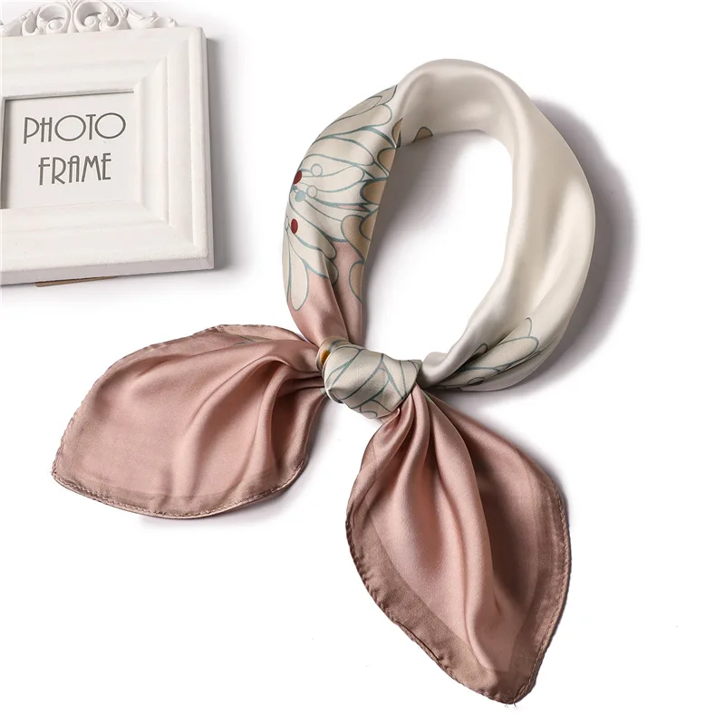 2019 New Square Women's Silk Scarf Female Shawls Wraps Fashion Print Small Office Hair Hijabs Foulard Bandana | Аксессуары для