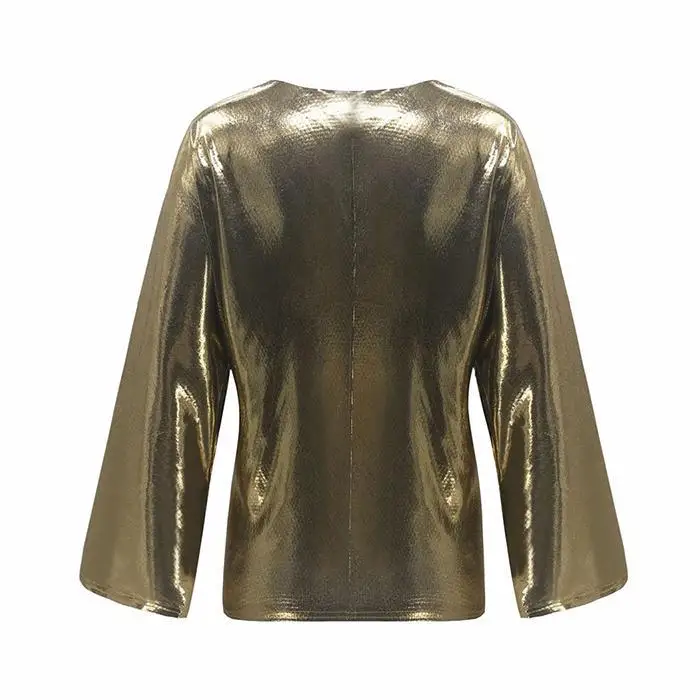 Новая модная женская повседневная с v образным вырезом расклешенными рукавами